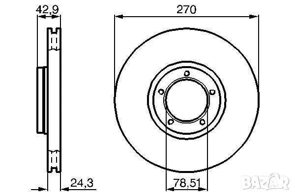 Диск спирачен преден дeсен/ляв за FORD TRANSIT,TRANSIT TOURNEO 2.0-2.9 09.88-06.00г.№ F1471V, снимка 6 - Части - 50638227