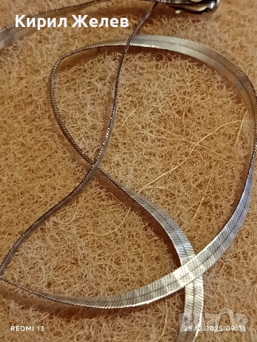 Нежен лентовиден сребърен ланец Ретро Арт бижу 26461, снимка 6 - Колиета, медальони, синджири - 52895544