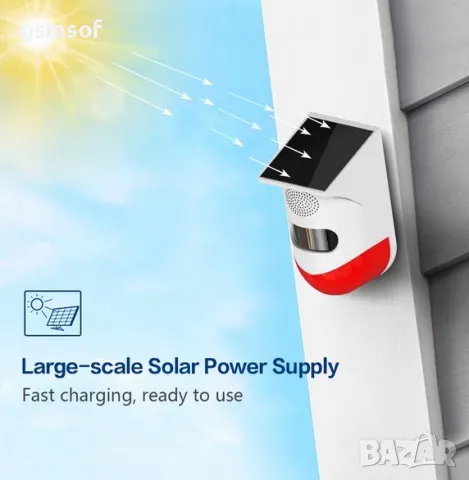 Tuya WiFi соларен външен PIR алармен датчик движение със звукова и светлинна сигнализация, снимка 8 - Друга електроника - 50359853