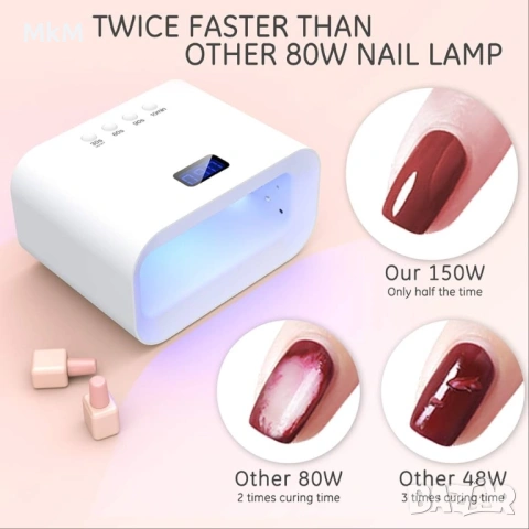 150W UV LED O'Vinna лампа за нокти с автоматичен сензор, 60 LED светлини, снимка 4 - Други - 53447582