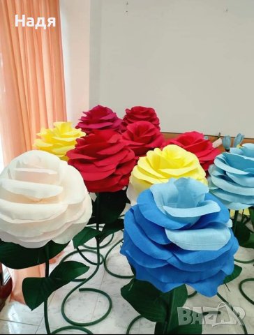 Големи рози на стойка/стебло за декорация или подарък, снимка 3 - Подаръци за сватба - 43953944