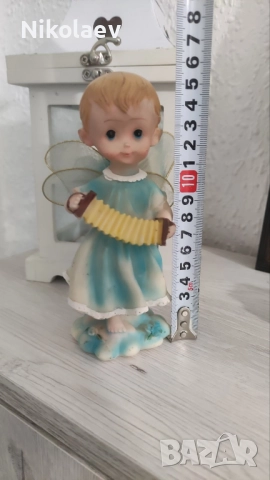 Винтидж порцеланов ангел с акордеон Vintage Angel Musician Playing Accordion Figurine , снимка 5 - Колекции - 51627540