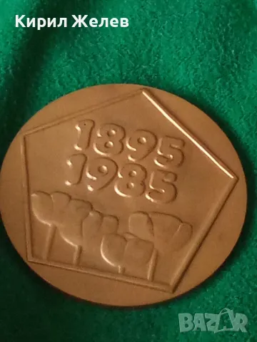 1895-1985 90 Години БУРГАСКА ПАРТИЙНА ОРГАНИЗАЦИЯ БКП ЮБИЛЕЕН РЯДЪК ПЛАКЕТ БРОНЗ с ПОЗЛАТА 31931, снимка 12 - Антикварни и старинни предмети - 38152944