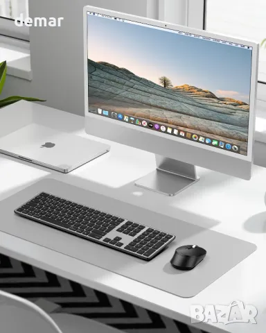 OMOTON Безжична Bluetooth зареждаща се USB клавиатура и мишка за Mac OS, с 3 Bluetooth канала, снимка 9 - Клавиатури и мишки - 48491606