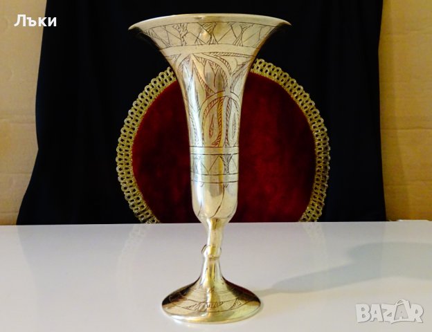 Бронзов бокал,рог виночерпец,клетъчен емайл,500 гр. , снимка 2 - Антикварни и старинни предмети - 36814244