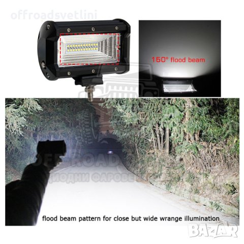 72W Халоген Диоден, Диоден фар за джипове, трактори, мотокари и др., снимка 3 - Аксесоари и консумативи - 40394939