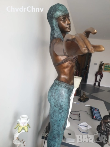 150см-37кг Chiparus статуя/голяма френска бронзова скулптура/Арт Деко фигура на египетска танцьорка, снимка 3 - Статуетки - 52134630