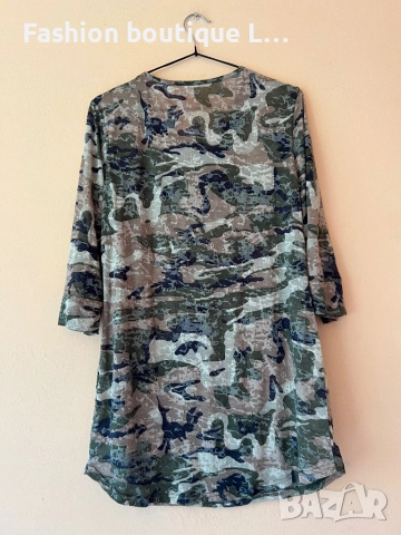 Дълга камуфлажна дамска блуза с копченца отпред на деколтето L размер 💚, снимка 4 - Блузи с дълъг ръкав и пуловери - 51796446