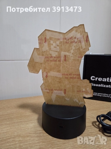 Чисто нова 3D лампа MINECRAFT, снимка 2 - Настолни лампи - 52105385