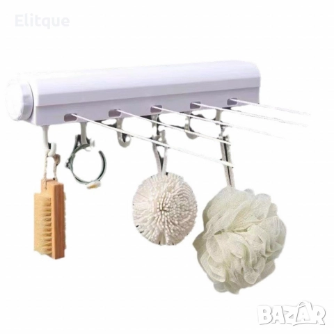 Прибиращ се простор за дрехи с 5 въжета и куки - Максимална дължина 3.2 метра, бял, снимка 7 - Други стоки за дома - 52832720