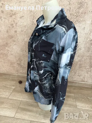 Елегантна Дамска риза - официална - С-М - тюркоаз - черен цвят, снимка 9 - Ризи - 48059039