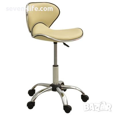 Стол за студио за красота, кремав, изкуствена кожа - безплатна доставка, снимка 1 - Фризьорски столове - 38720334