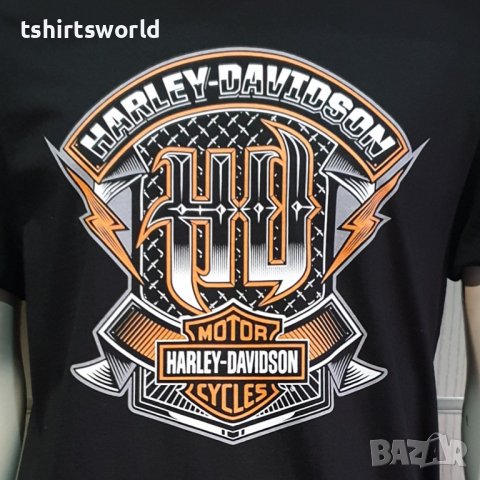 Нова мъжка тениска с дигитален печат HARLEY DAVIDSON, мотори в черен цвят, снимка 2 - Тениски - 38996321