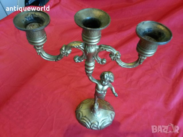 Красив Бароков Свещник Момченце Тройка, снимка 2 - Антикварни и старинни предмети - 26829906