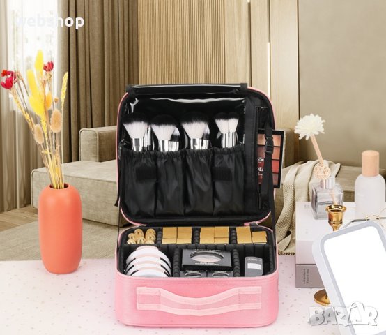 Козметична чанта AZeira, 37x26x11 см, водоустойчива, за пътуване, опции за отделение по избор, розов, снимка 2 - Други - 43164493