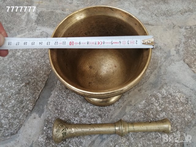 Голям стар български бронзов хаван / хаванче , снимка 4 - Антикварни и старинни предмети - 28827814