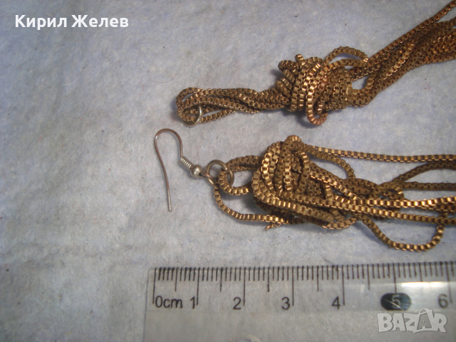 ЗЛАТИСТИ БРОНЗОВИ ТИП ВЕРИЖКИ ВИНТИДЖ ОБЕЦИ РЪЧНА АРТ ПЛЕТКА 3061, снимка 2 - Обеци - 36525043
