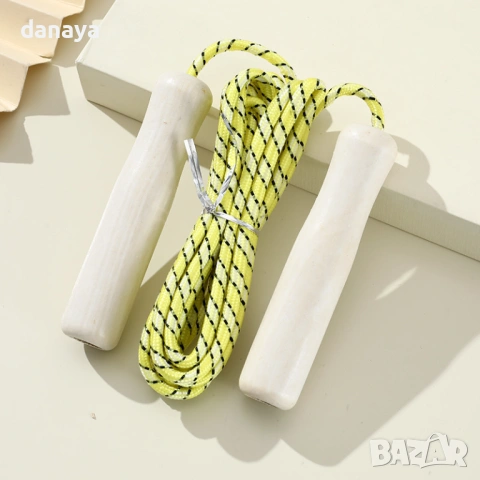 6372 Цветно спортно въже за скачане с дървени дръжки, снимка 3 - Други спортове - 53267948