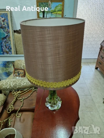 Рядка антикварна белгийска кристална настолна лампа Val Saint Lambert , снимка 3 - Антикварни и старинни предмети - 50822112