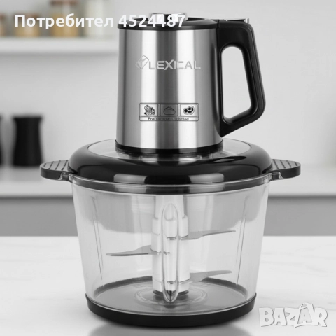 Електрически чопър Lexical LCH-1970 с неръждаем корпус и стъклена купа, снимка 6 - Чопъри и пасатори - 52895584