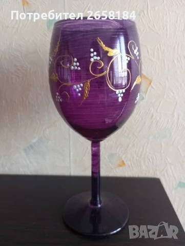 Комплект ръчно рисувани чаши за вино 2 бр.+ свещник, снимка 5 - Декорация за дома - 50592031
