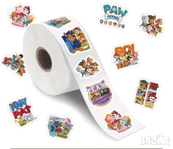 100 бр PAW Pes Patrol Пес Патрул текст кучета малки самозалепващи лепенки стикери ръчна подарък, снимка 3 - Други - 52472302