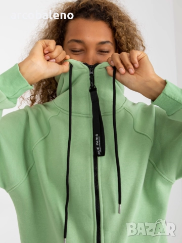 Дамски дълъг преходен суичър с цип и качулка, 3цвята , снимка 4 - Суичъри - 52934336