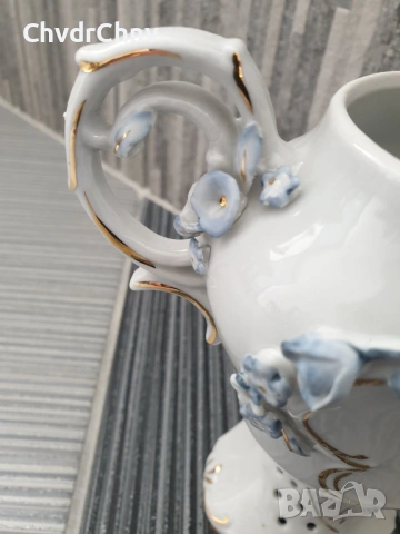 Dresden OK&Co ажурна ваза с дръжки 23см/Дрезден стара немска порцеланова ваза с капак, снимка 8 - Вази - 53506897