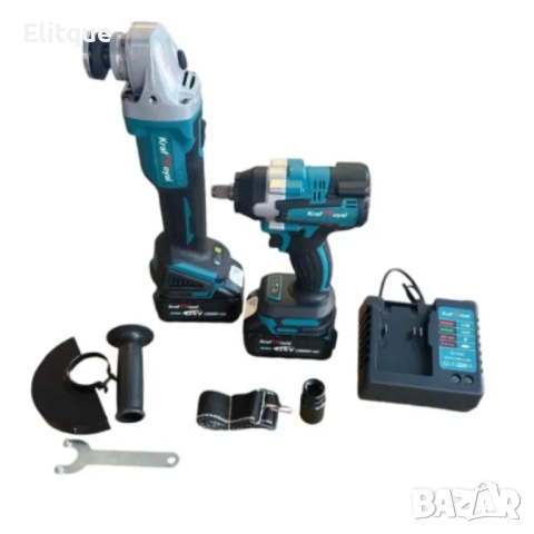 Комплект от акумулаторен ъглошлайф и гайковерт 36V 8Ah, снимка 6 - Други стоки за дома - 52832002