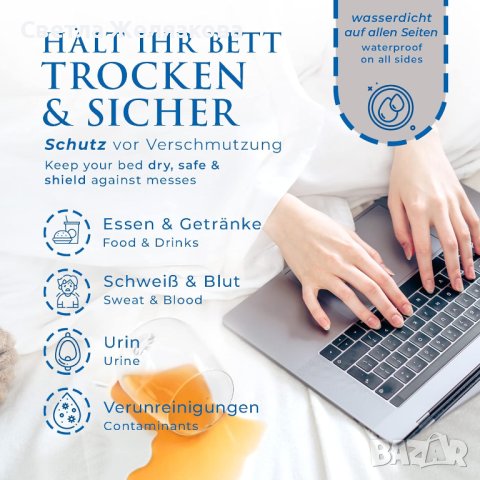 Протектор за матрак, 200 на 200 см, Антибактериален, снимка 7 - Протектори за матраци - 43624218