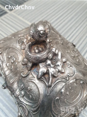 Малка стара ВМФ посребрена кутия за бижута Арт Нуво/WMF бижутерка 12x9x9см, снимка 7 - Антикварни и старинни предмети - 50524410