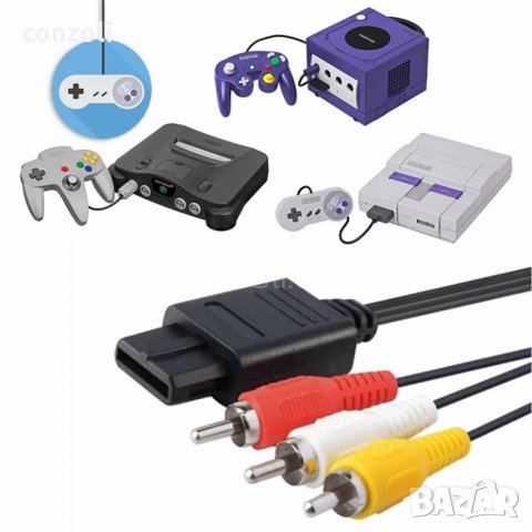 Композитен AV TV RCA кабел за Nintendo N64/NGC/SFC, GameCube и SNES, снимка 3 - Nintendo конзоли - 28529095