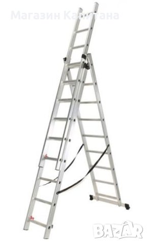 Алуминиева стълба трираменна, комбинирана 3х9 стъпала