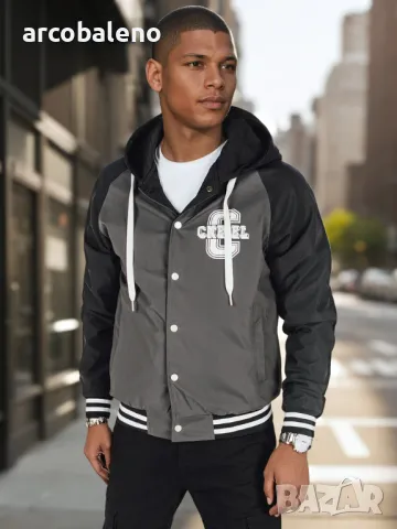 Мъжко двулицево бомбър яке с качулка, 2цвята , снимка 7 - Якета - 50282782