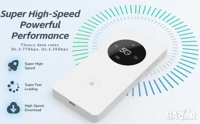 5G мобилен WiFi рутер супер бърз, WPS от ASHATA, снимка 4 - Рутери - 49337087