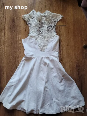 Бяла рокля,размер С М., снимка 3 - Рокли - 47470231