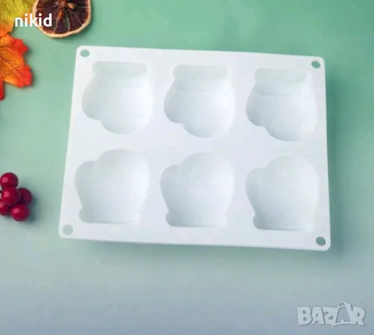 6 ръкавици ръкавица зимна силиконов молд форма фондан шоколад гипс свещ сапун, снимка 2 - Форми - 48326910