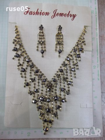 Колие и обеци с камъни имитационна бижутерия, снимка 2 - Бижутерийни комплекти - 32669064