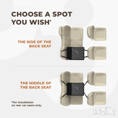 Wuglo Подсилено водоустойчиво столче за кола за кучета със среден размер с 4 закрепващи каишки , снимка 5 - За кучета - 50730145