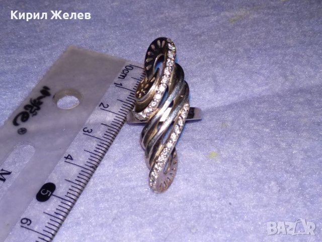 ЕЛЕГАНТЕН МОДЕН ПОЗЛАТЕН СРЕБЪРЕН ПРЪСТЕН СРЕБРО 925 с ФАСЕТИРАНИ ЦИРКОНИ ДИЗАЙНЕРСКО АРТ БИЖУ 34368, снимка 9 - Пръстени - 39507400