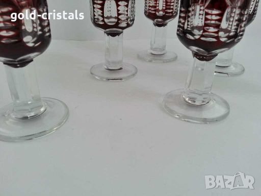  кристални чаши цветен червен кристал, снимка 8 - Антикварни и старинни предмети - 28766260
