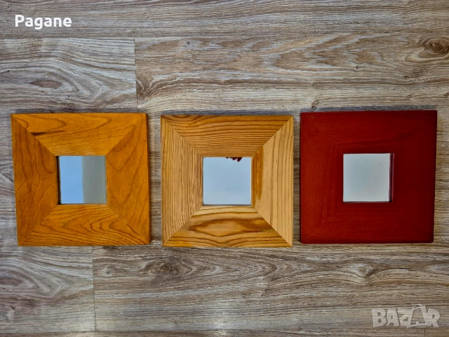 Сет от 3 декоративни огледала с масивни дървени рамки – Рустик Стил, снимка 8 - Пана - 53293966