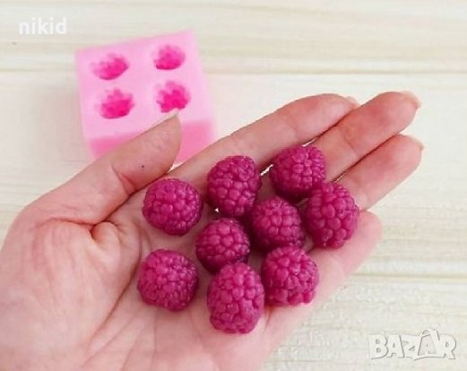 3d 4 бр Малина Малини къпини силиконов молд форма фондан декор торта 