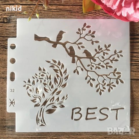Дърво клон с пички BEST шаблон стенсил спрей за торта украса Scrapbooking
