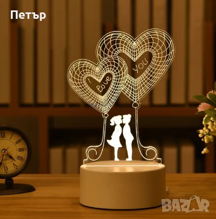 3D LED нощна лампа, коледа, лед лампа, love, коледа, happy birthday, снимка 5 - Настолни лампи - 37442632
