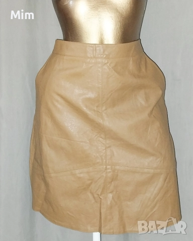 YDENCE M Светло кафява кожена пола , снимка 4 - Поли - 51886412