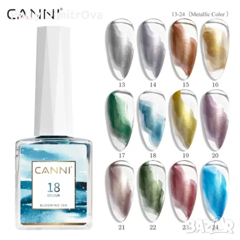 Ново ! Акварелни капки / блуминг гел CANNI- 9ml, снимка 2 - Продукти за маникюр - 48520287