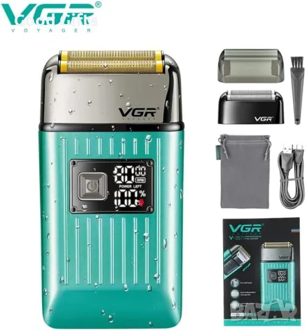 Електрическа самобръсначка VGR V-357 – Титаниеви фолия, LED дисплей, 2 скорости, USB зареждане, снимка 5 - Машинки за подстригване - 50400820