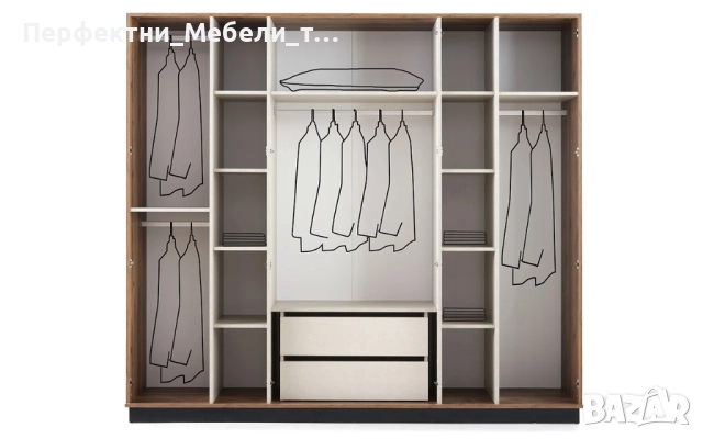 Цялостно обзавеждане за спалня-гардероб,спалня с механизъм,огледало,скрин,нощни шкафчета, снимка 3 - Спални и легла - 51921741