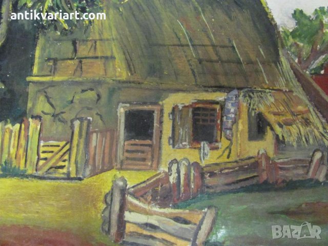 Антикварна Картина масло върху картон, снимка 4 - Картини - 26256021